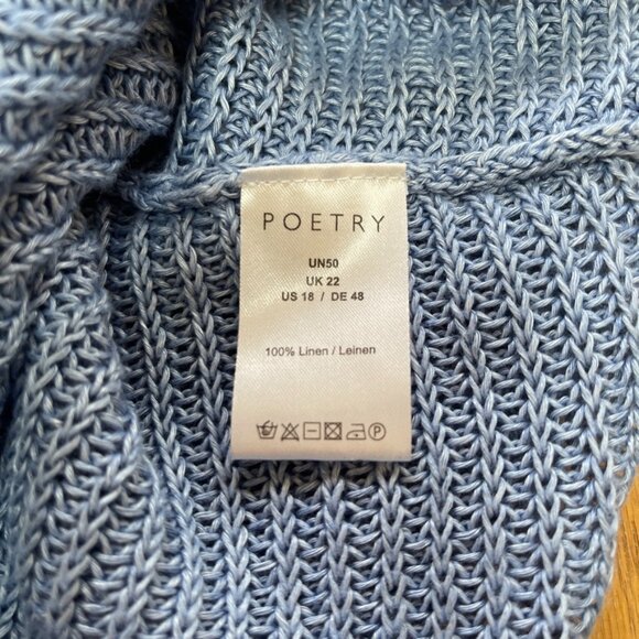 POETRY Horizontal Rib Stitch Knit 100% Heavy Linen Sweater NWT - Picture 5 of 12